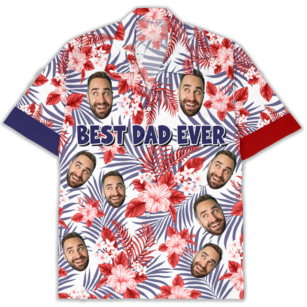 Best American Dad Floral Hawaiian Shirt - Personalized Hawaiian Shirt - Gift For American Dad, Summer Gift, 4th of July