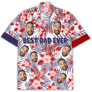Best American Dad Floral Hawaiian Shirt - Personalized Hawaiian Shirt - Gift For American Dad, Summer Gift, 4th of July
