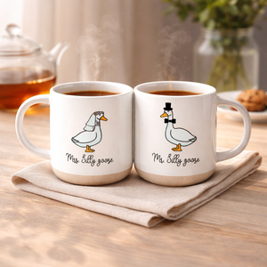 Mr. Silly goose And Mrs. Silly goose Wedding Pottery Mug, Engagement Coffee Mug,Funny Newlywed Gift For Couples,Gift for Him Fiancee Present