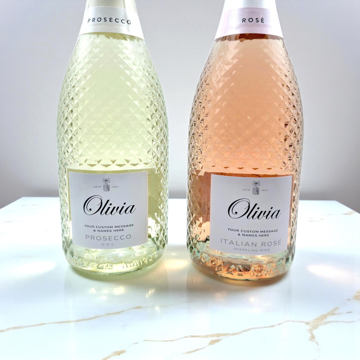 Personalized Name & Message Prosecco Bottle Wine Champagne Label Stickers Birthday Christmas Wedding