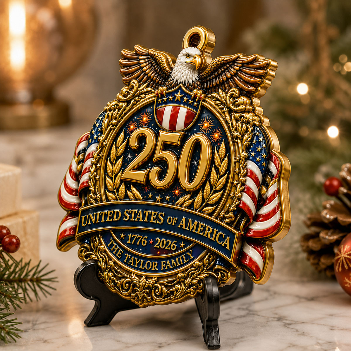 America 250 Decorations Anniversary - Real 3D Raised Ornament