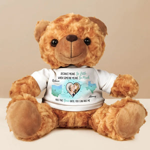Distance Means So Little - Personalized Teddy Bear Plush - Long Distance Gift For Family