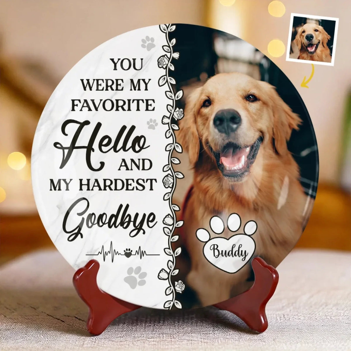 You Were My Favorite Hello And My Hardest Goodbye - Personalized Ceramic Plate - Sympathy Gift For Pet Owners, Pet Lovers