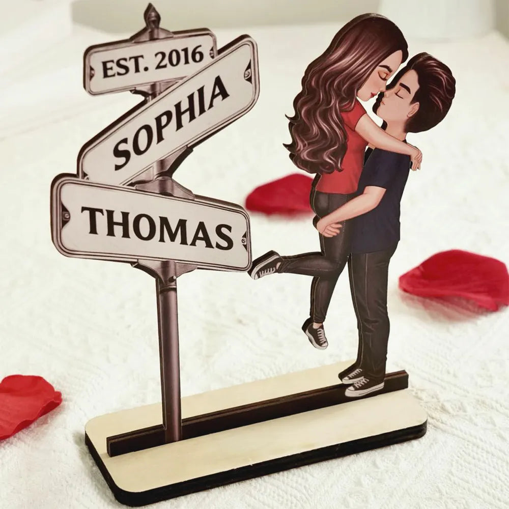 Always Beside You Couple Street Signs - Personalized Wooden Plaque - Heartfelt Gift For Couple, Valentine's Day Gift
