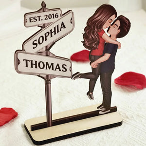 Always Beside You Couple Street Signs - Personalized Wooden Plaque - Heartfelt Gift For Couple, Valentine's Day Gift