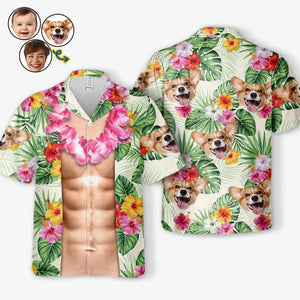 Custom Photo Tropical Hawaiian Shirt, Summer Vacation Gift, Gift For Family Members, Custom Face Shirt