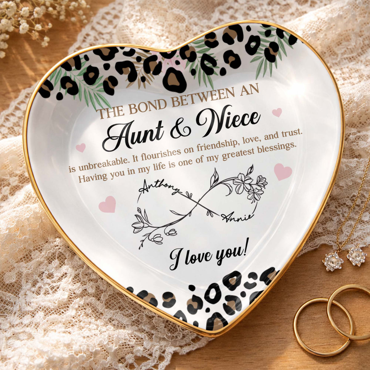 Aunt And Niece Forever Bond, Personalized Custom Jewelry Dish, Gift For Aunt, Mother's Day Gift