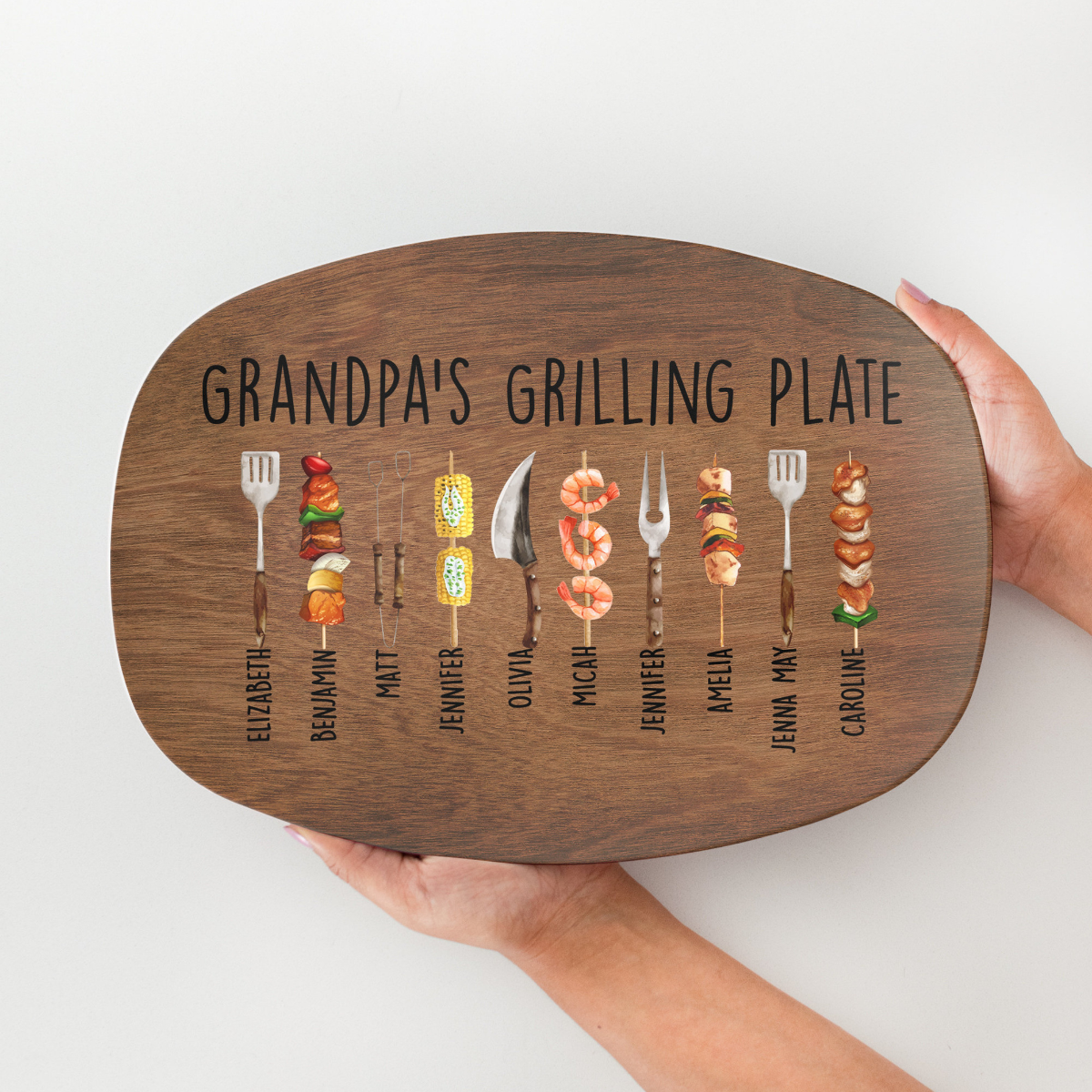 Custom Grandpa Grilling Platter, Grandpa Gifts, Fathers Day Gift for Grandpa with Kids Names