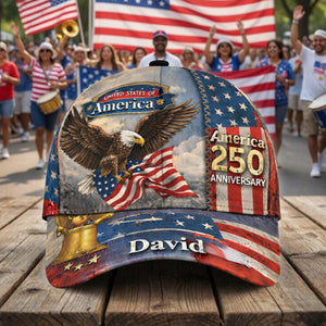 Personalized America Patriotic 250th Anniversary Baseball Cap, USA 250 Celebration Baseball Cap, Gift for Him