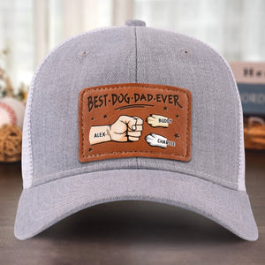 My Fur Babies Are My Real Love - Personalized Leather Label Net Hat - Gift For Dog Dad, Father's Day Gift