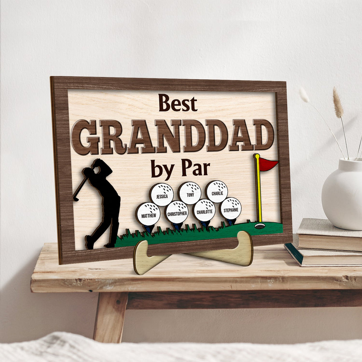 Best Dad By Par - Personalized 2-Layered Wooden Plaque - Birthday, Loving Father Gift For Golf Lover, Golfer Papa