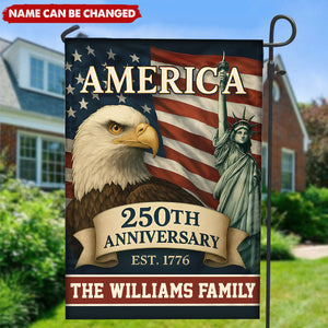 Custom Family Name Celebrate 250th Anniversary Garden Flag, 4th of July Gifts, Patriotic Gifts