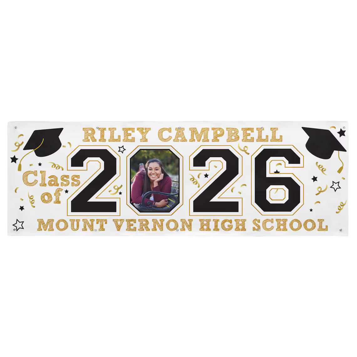 Personalized Graduation Banner with Photo Class of 2026 Custom Name High School Yard Party Decoration