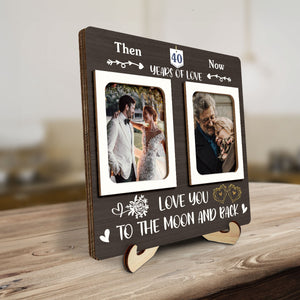 Then And Now Custom Couple Photo - Personalized Wooden Plaque - Anniversary Gift For Couple