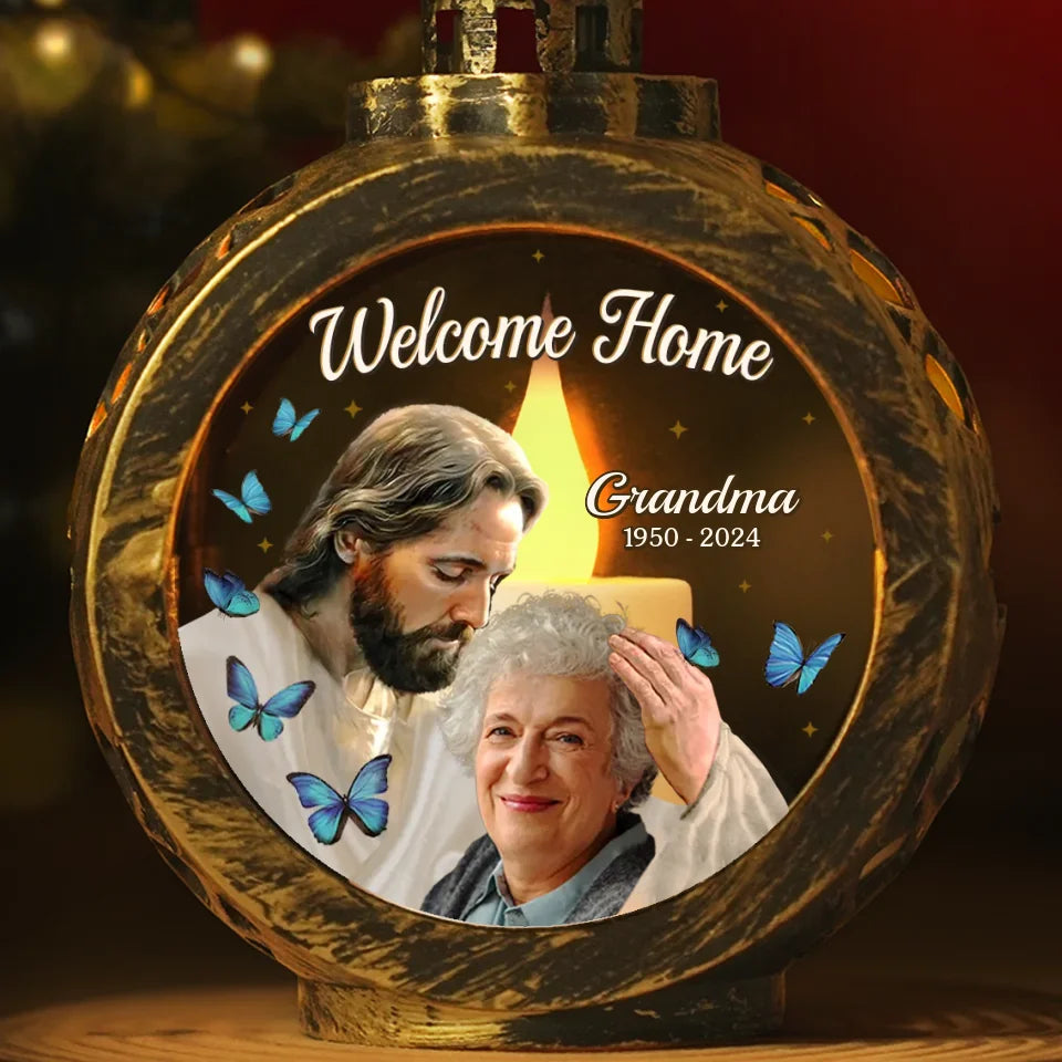 God Has You In His Arms - Personalized Christmas Lantern LED Flameless Candle - Memorial Christmas Gift For Family