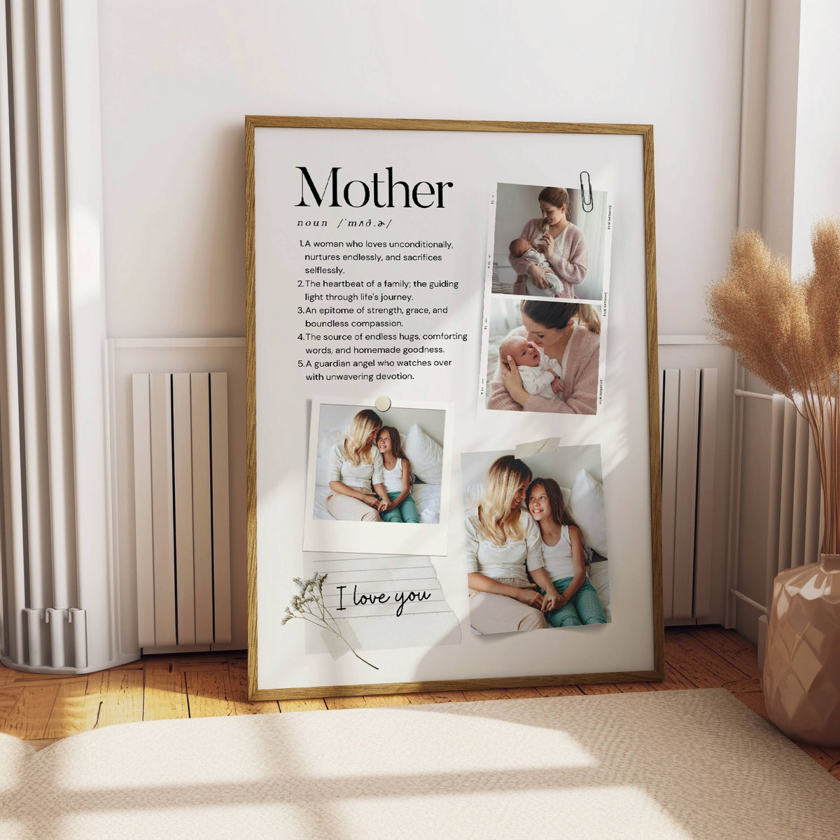 Personalized Mother Definition Canvas with Photo Collage, Mom Photo Collage Canvas, Mother's Day Gift from Kids