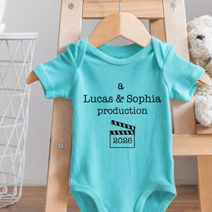 Personalized Baby Announcement Bodysuit – Custom Parents Names Pregnancy Reveal Gift