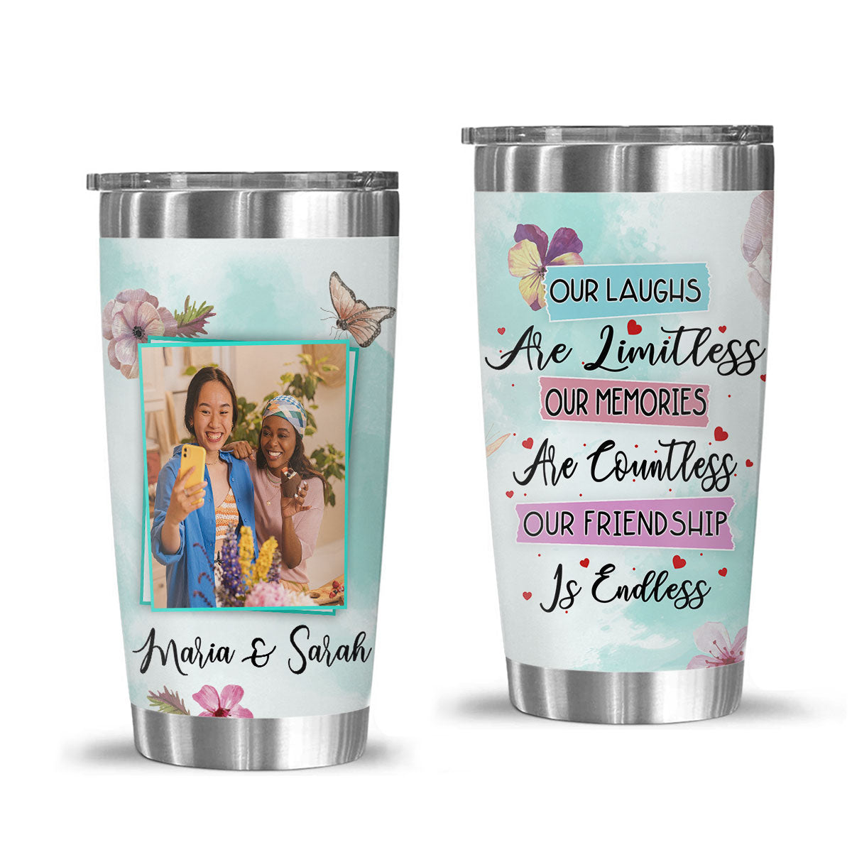 Limitless Laughs Countless Memories Endless Friendship - Personalized Tumbler - Gift For Sisters, Soul Sisters, BFF