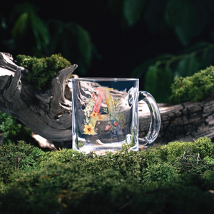 Personalized Floral Monogram Clear Glass Mug Custom Name Coffee Cup Elegant Bridesmaid Gift Wildflower Tea Cup Wedding Favor Gift for Her