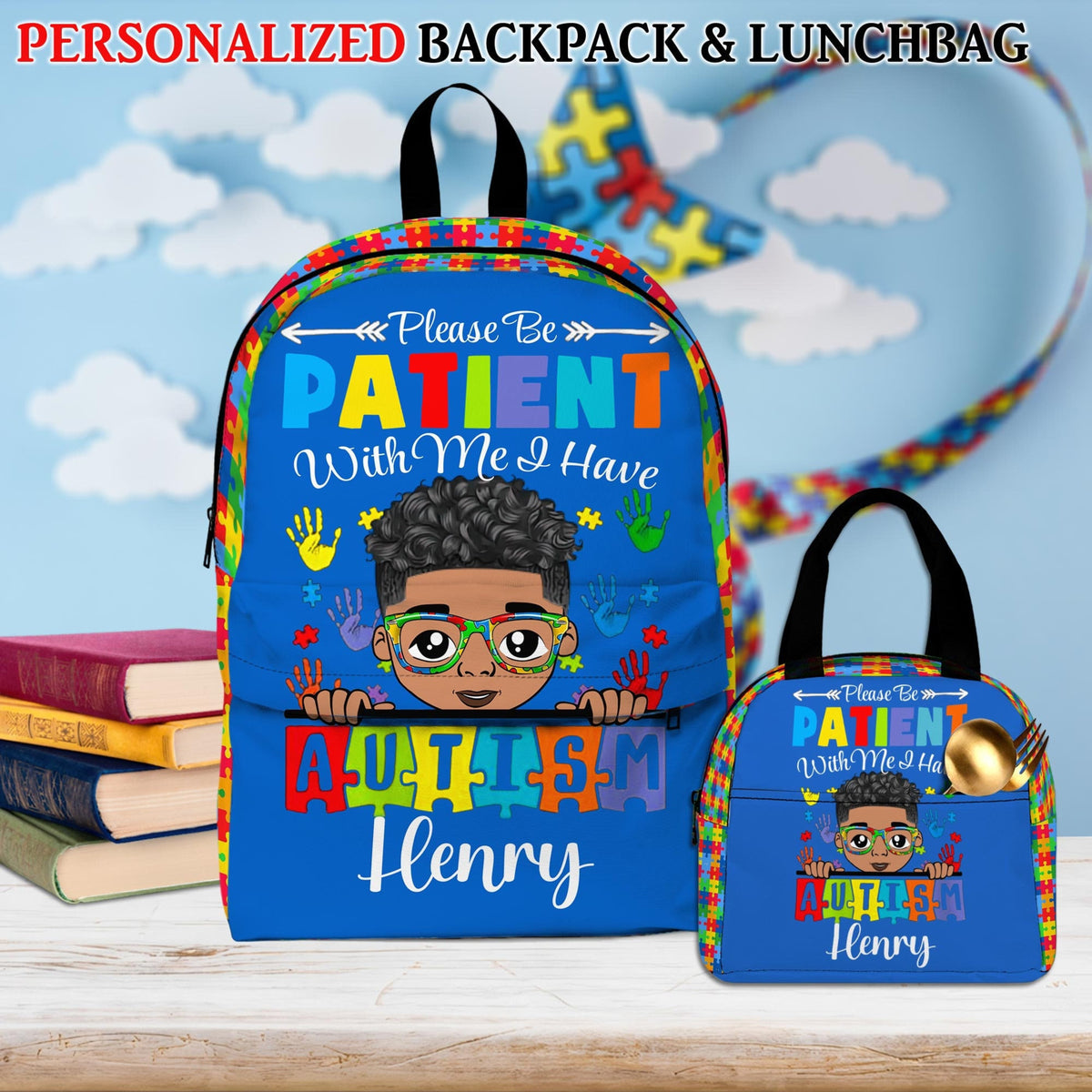 Personalized Please Be Patient I Have Autism Lunch Bag, Autistic Girls / Boys Lunch Bag or School, Autism Children's, Autistic Daughter Son