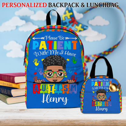 Personalized Please Be Patient I Have Autism Lunch Bag, Autistic Girls / Boys Lunch Bag or School, Autism Children's, Autistic Daughter Son