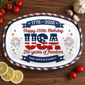 Happy American Birthday - Personalized Platter - America 250th Anniversary Gifts For Family