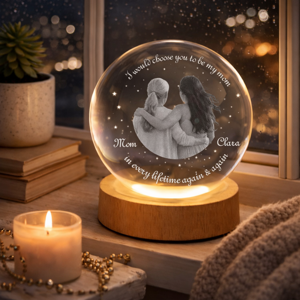 Mom I Would Choose You Every Lifetime - Personalized Crystal Night Light - Gift For Mom, Mother's Day