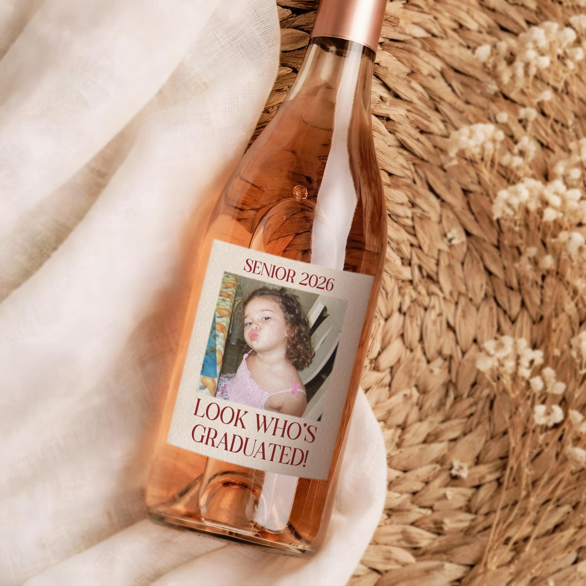 Custom Graduation Wine Label Gift, Personalized Photo Champagne Label, Graduation Party Favor, Class of 2026 Graduation Gift