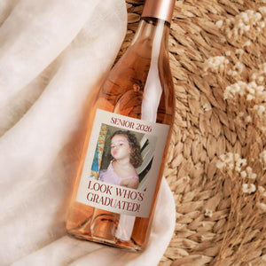 Custom Graduation Wine Label Gift, Personalized Photo Champagne Label, Graduation Party Favor, Class of 2026 Graduation Gift