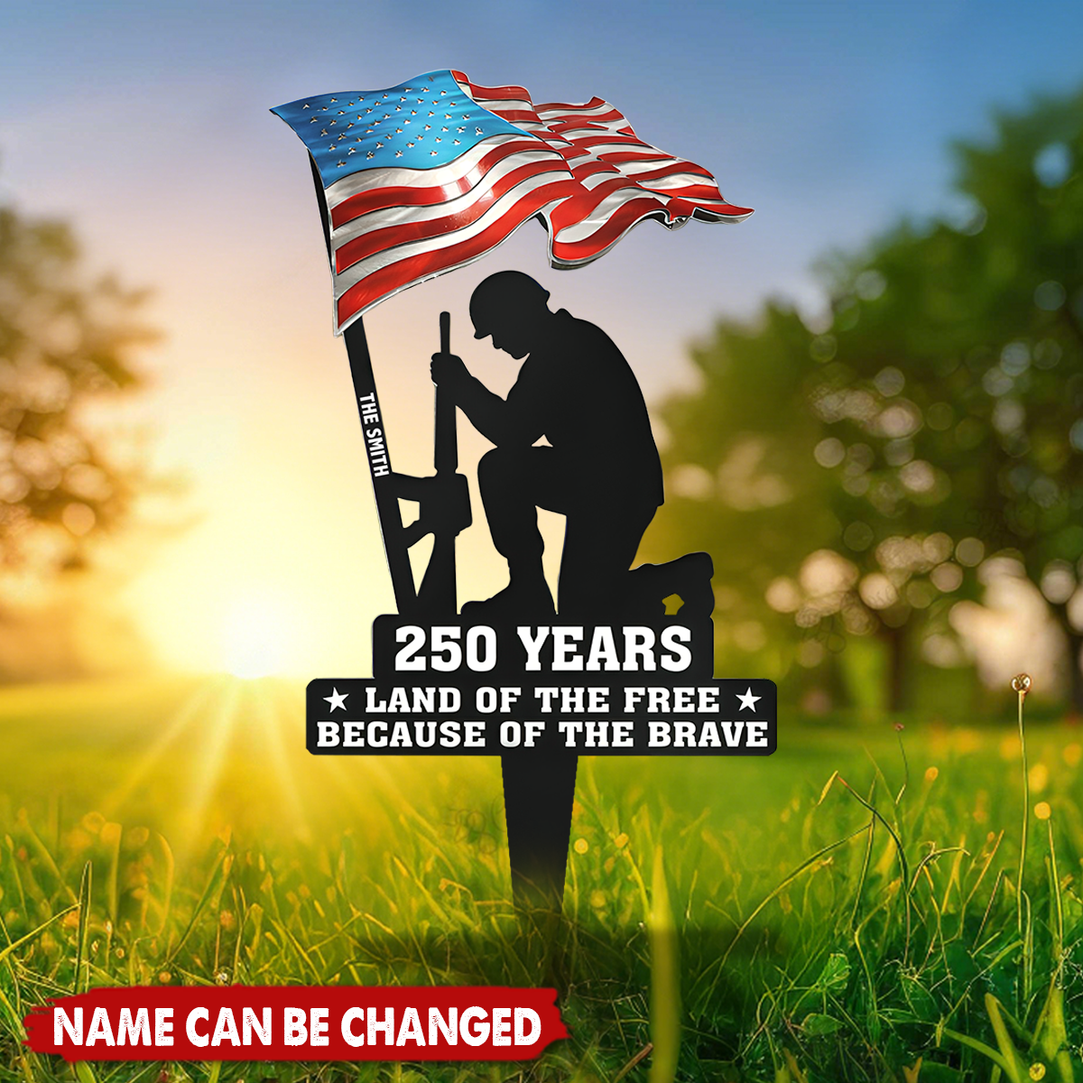 250 Years Of Defending Liberty - Personalized Metal Garden Sign - Patriotic Gift For Family, 4th of July Gift