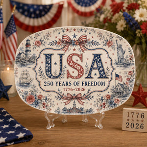 America 250th Anniversary Platter, 1776 2026 Patriotic Decorative Plate, Liberty Bell Freedom, 4th of July Decor, Independence Day Keepsake