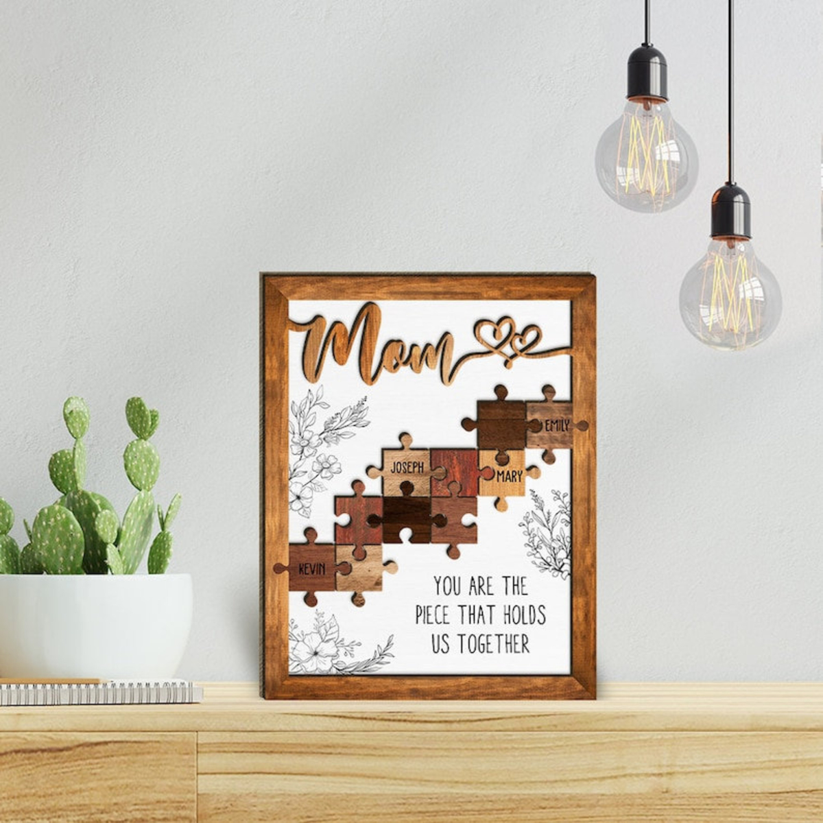 You Are The Piece That Holds Us Together Puzzle Pieces - Personalized Picture Frame - Gift For Mom, Mother's Day Gift