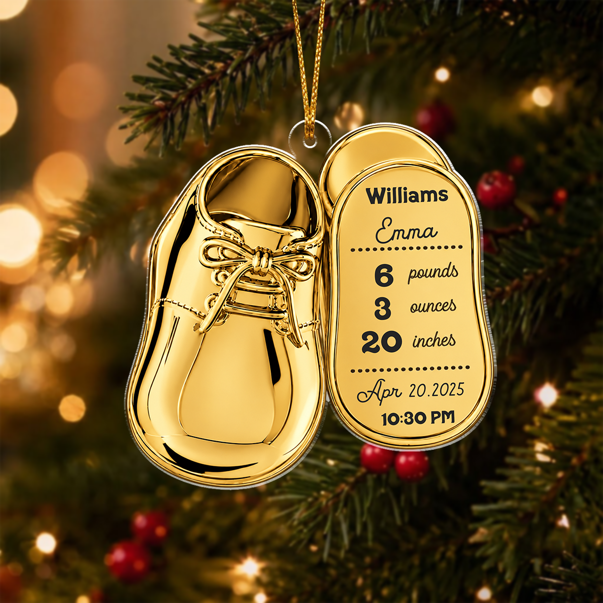 Baby Shoes Acrylic Ornament - Personalized Newborn Gifts