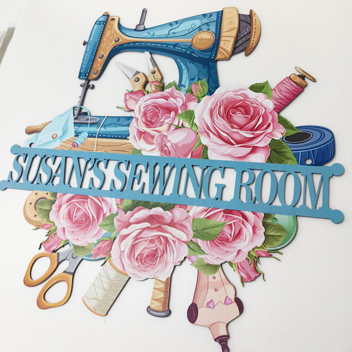 Custom Craft Room Sign, Quilting Sign, Sewing Machine With Rose Sign Personalized, Sewing Room Decor