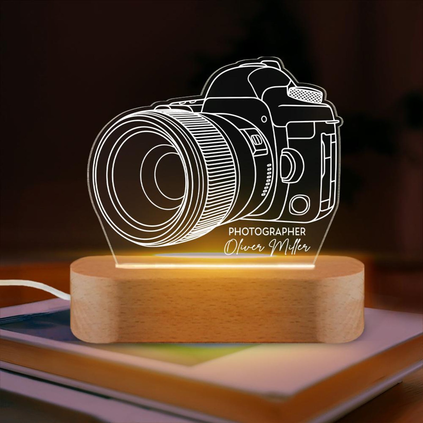 Personalized Photographer Camera Night Light, Custom Photography Lover Gift, Photographer Desk Lamp, Camera Led Light Gift,Photographer Gift