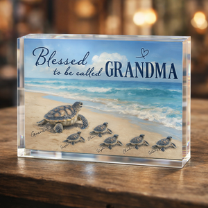 Grandma Turtle's Little Grandkids by the Shore - Personalized Acrylic Plaque - Mother's Day Gift For Mom, Grandma