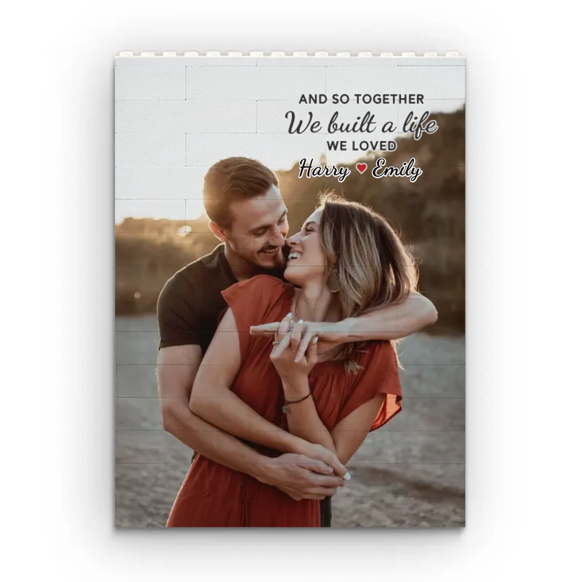 Custom Full Photo With Text - Personalized Building Block Puzzle - Anniversary Gift, Valentine's Day Gift For Couple