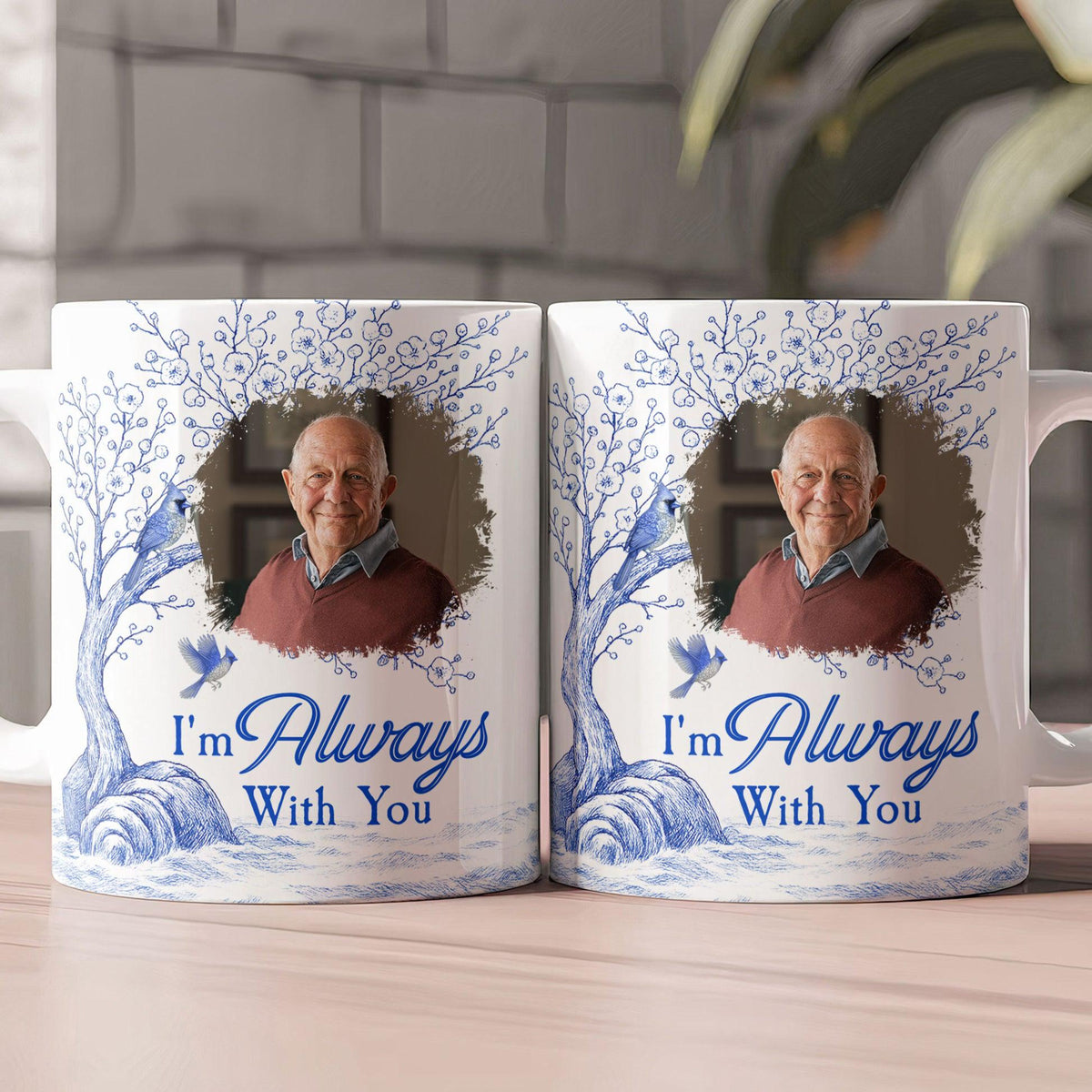 Toile De Jouy Memorial I'm Always With You Personalized Photo Mug, Photo Memorial Mug, Rememberance Mug, Memorial Gift