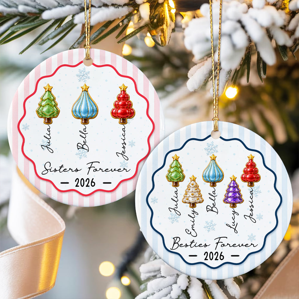 Christmas Tree Ornament Friends Forever Striped Patterns - Real 3D Raised Ornament