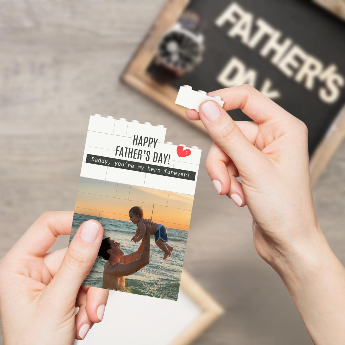Custom Puzzles with Dad Photo Blocks Puzzles - Personalized Picture Puzzle Gifts for Dad Grandpa - Happy Fathers Day