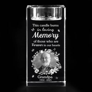 This Candle Burns In Loving Memory Memorial Photo - Personalized Crystal Candle Holder - Memorial Gift For Family