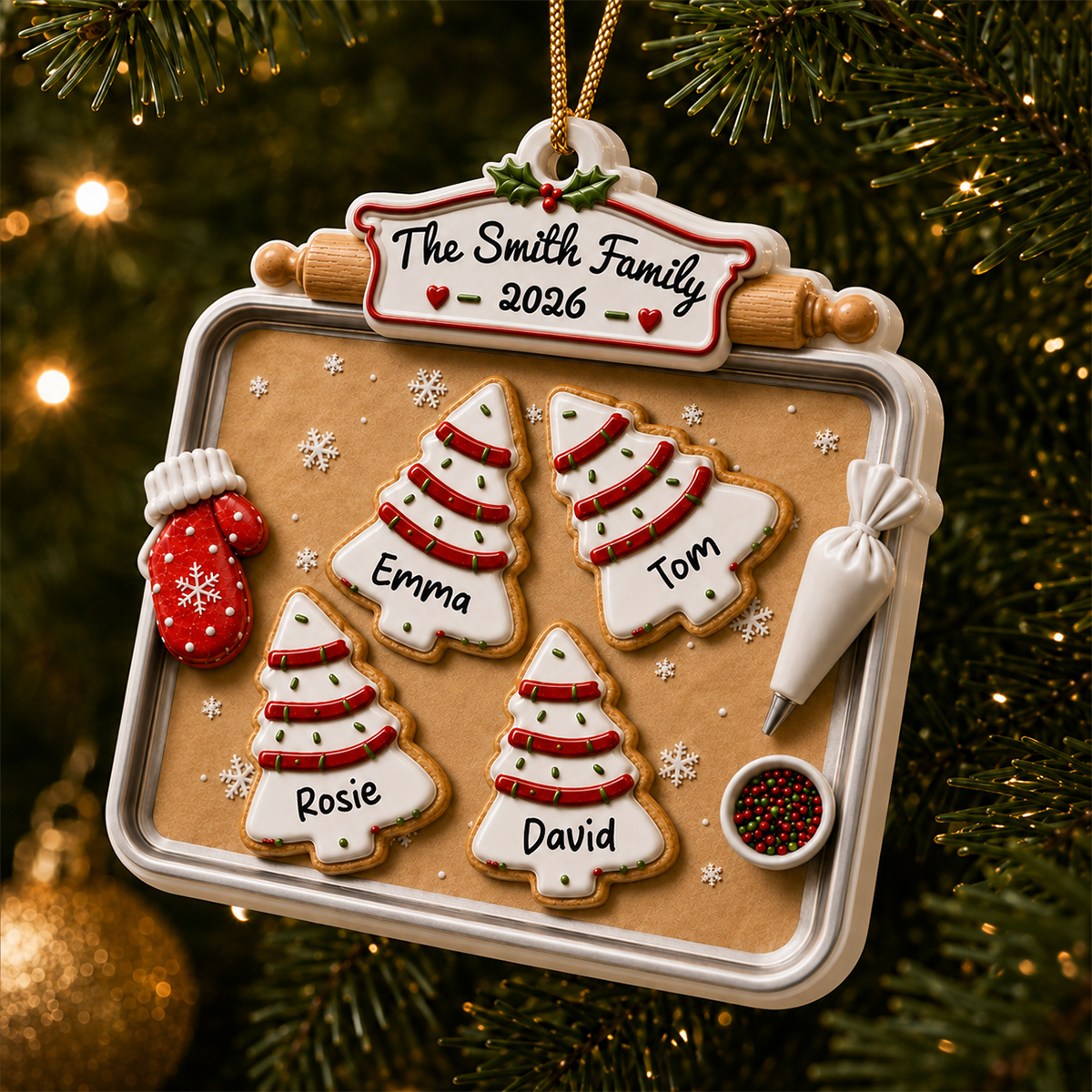 Joy Feels Like Family - Family Ornament - Real 3D Raised Ornament