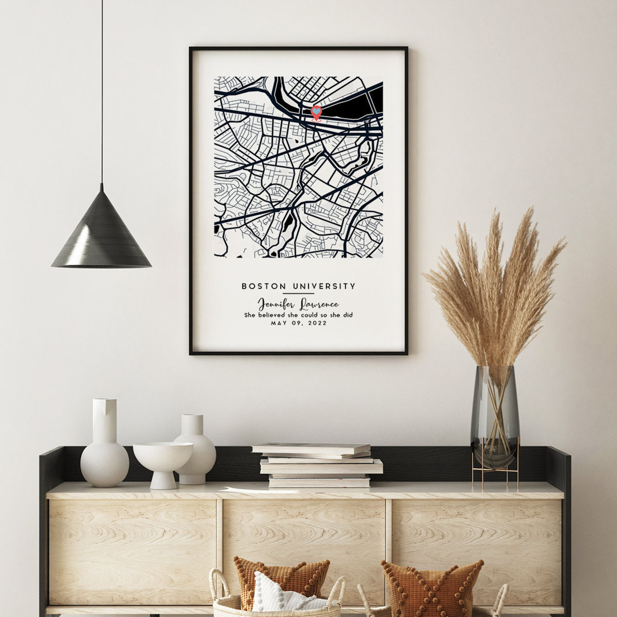 Custom College University Campus Map, Personalized Graduation Gift, Motivational Graduation Decor, Class of 2025