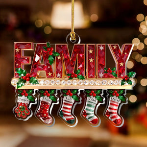 Merry Christmas 3D Crystal Effect Stockings - Personalized Acrylic Ornament - Christmas Gift For Family