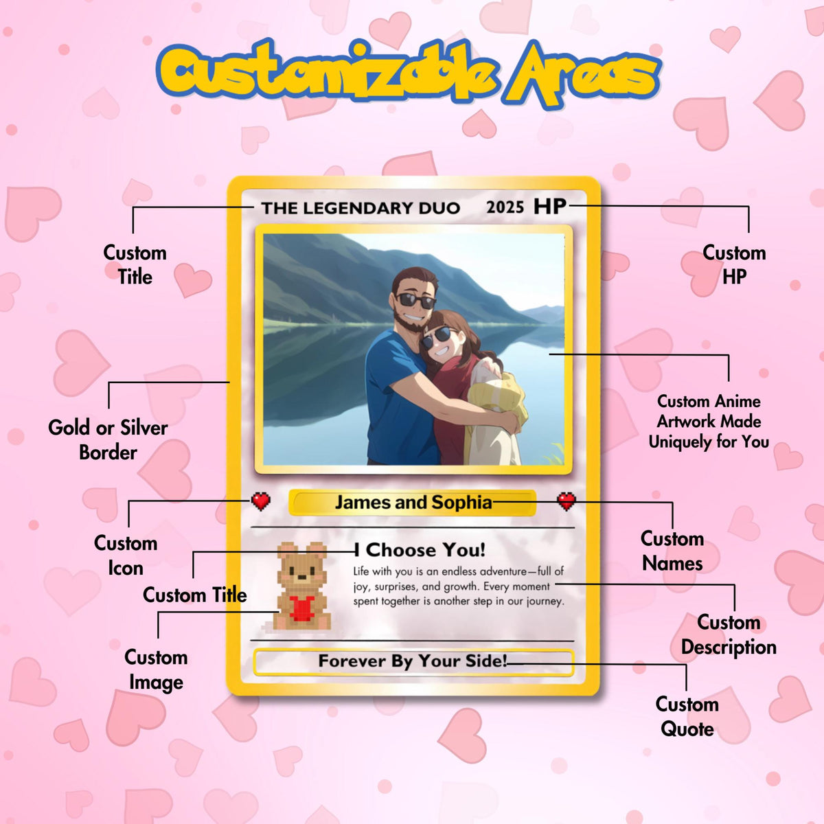 Custom Poke Card Inspired Collectible Gift, Custom Poke Cards, Anniversary Gift For Couple