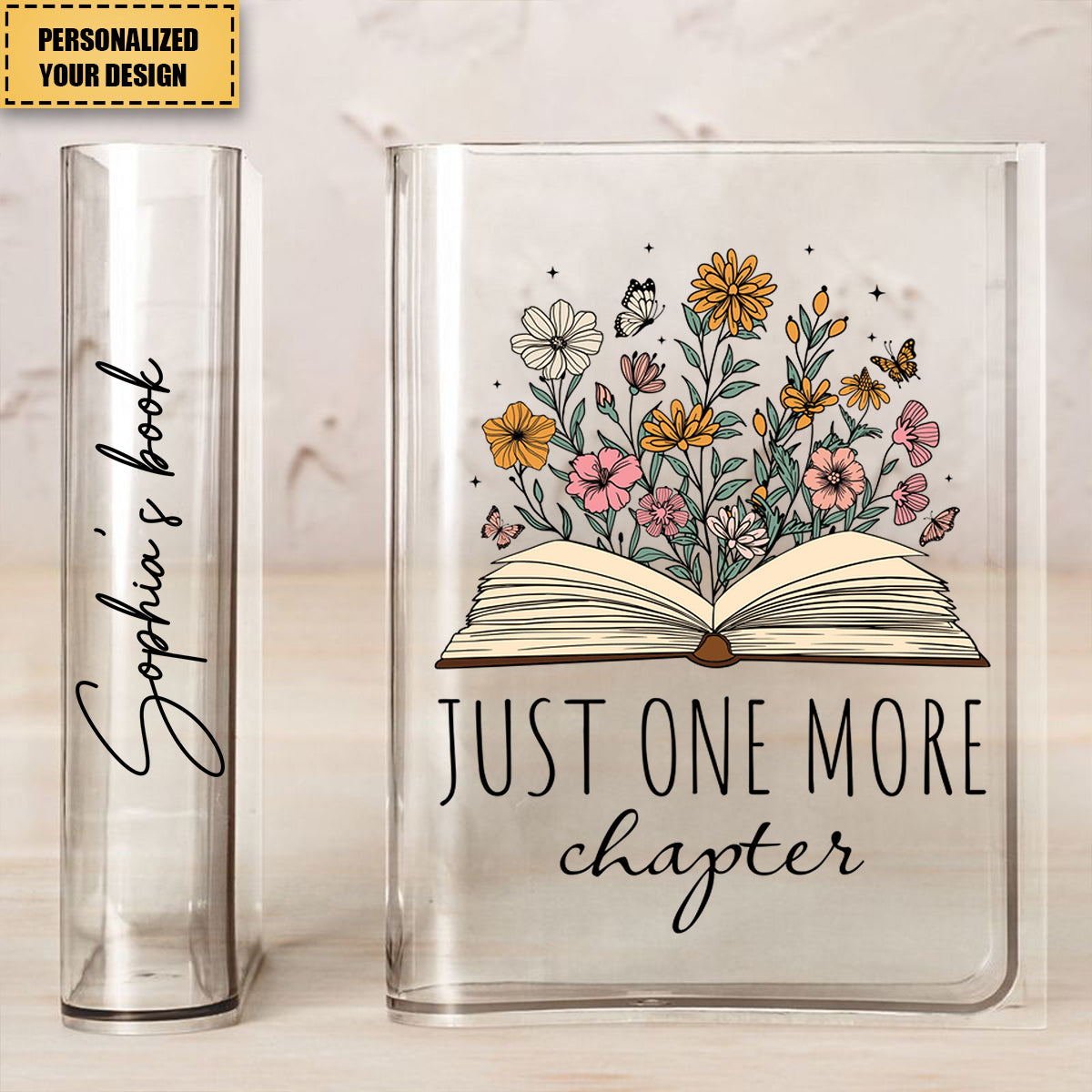 Just One More Chapter Custom Name - Personalized Acrylic Book Vase - Gift For Her, Gift For Book Lover