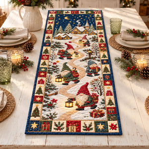Christmas Quilted Table Runner, Holiday Winter Dining Table Decor