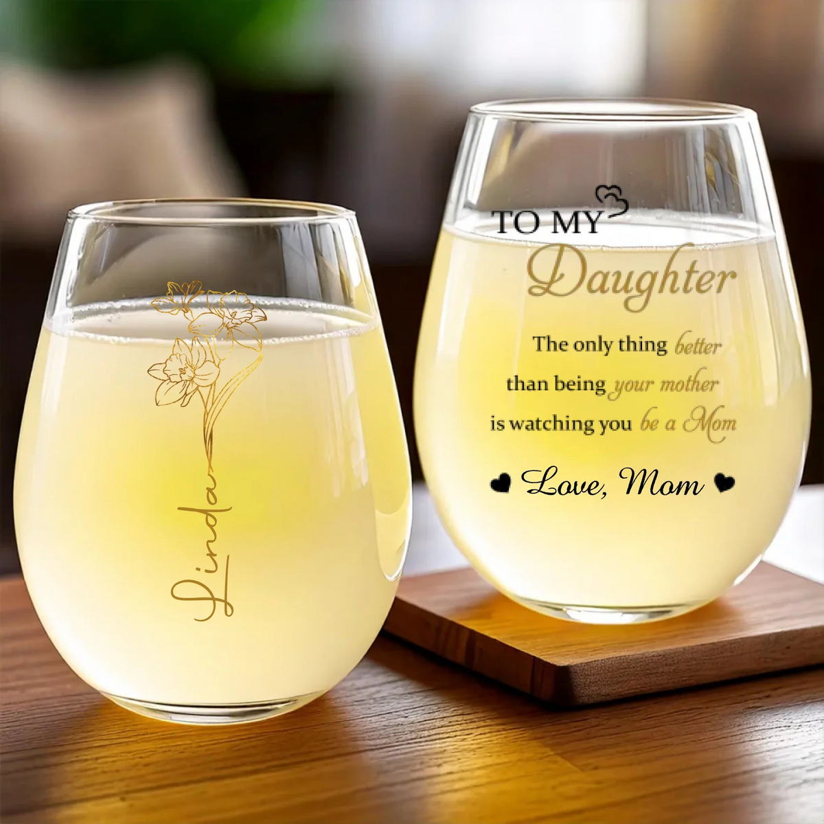 To My Daughter Watching You Being A Mom - Personalized Wine Glass - Gift For Daughter On Mother's Day
