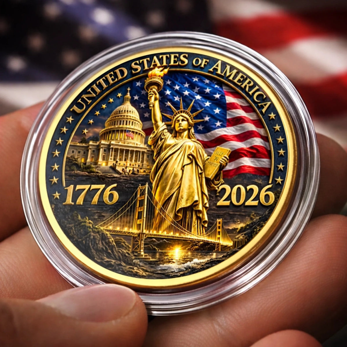 Personalized United States 250th Anniversary Liberty Keepsake Metal Coin (1776 2026)