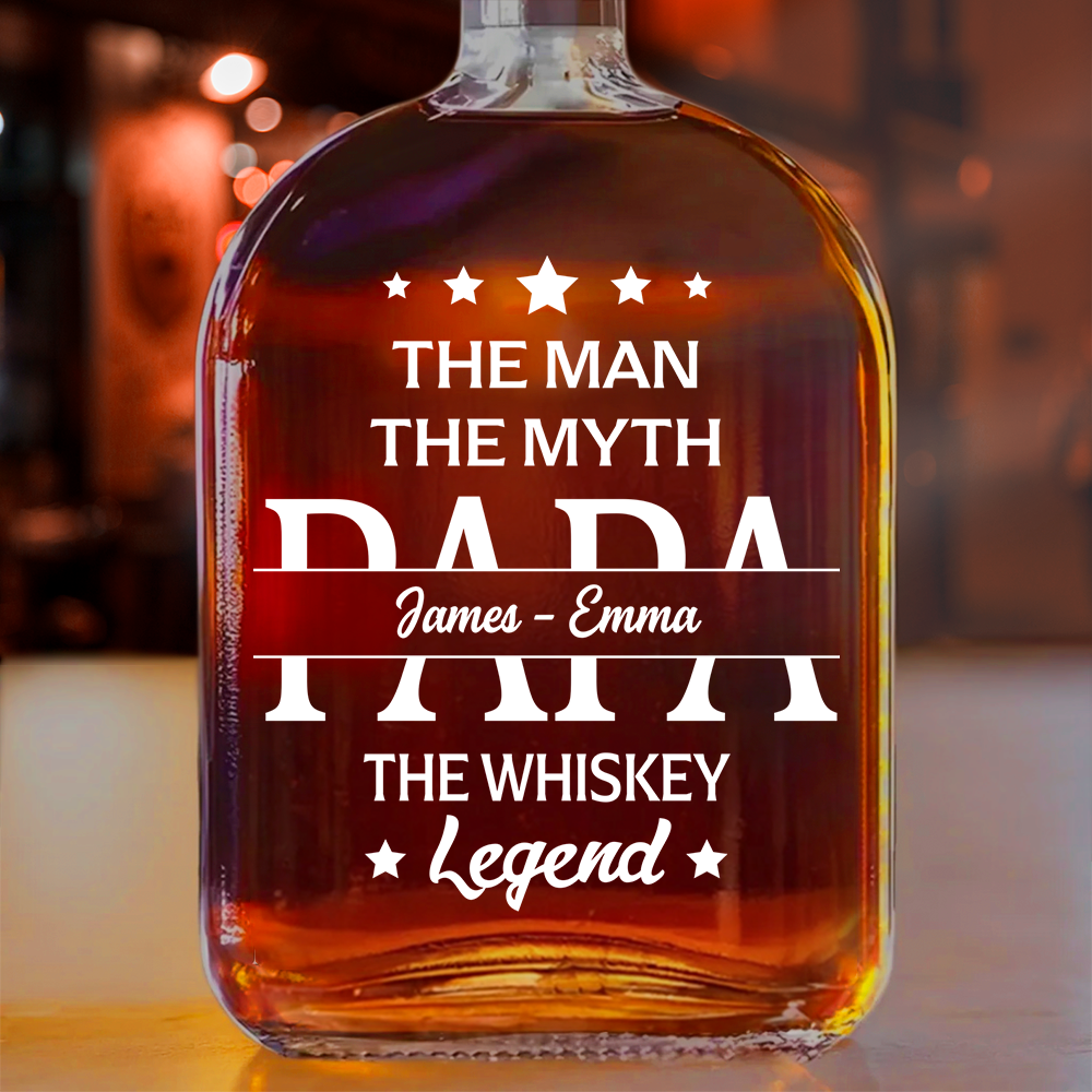 Dad The Man The Myth The Legend - Personalized Whiskey Bottle - Gift For Dad, Papa, Father's Day